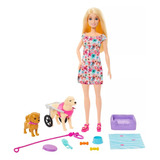 Barbie Set De Juego Paseo De Perrito Con Silla De Ruedas