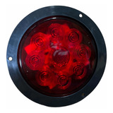 Plafon 12 Led Redondo 4 PuLG Freno/cuartos/direccional Rojo