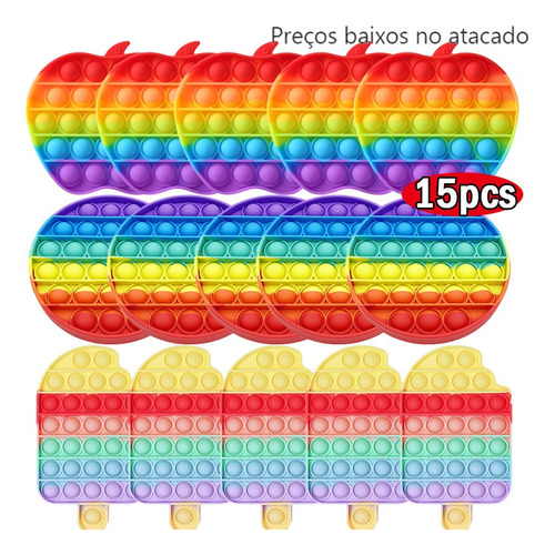 15pcs Toy Poppets Silicone Stress Toy Crianças