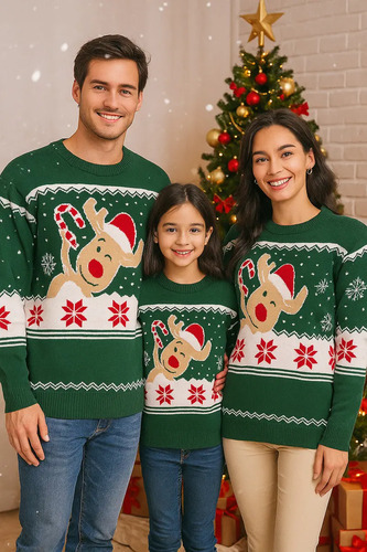 Kit Navideño: Suéter Familiar Para Padre E Hijo, Suéter De A