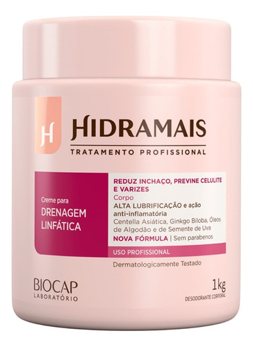  Creme Corporal Drenagem Linfatica Hidramais Redução Gorduras