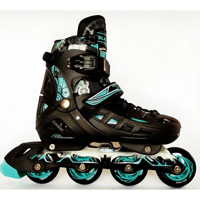 Patines Fitness Ajustables En Linea Portapatín+envío Color Menta Talla De Los Patines Xl 26-28 Tamaño De Las Ruedas 7.6 Cm 76 Mm