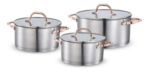 Juego De Ollas Batería De Cocina 6 Piezas Copper Plus