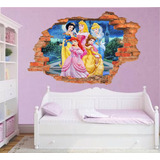 Adesivo De Parede Princesas Disney 3d Buraco Falso Decoração