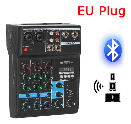 Mezclador Profesional Para Dj Pc, Usb, 4 Canales, Bluetooth,