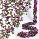 8 Guirnaldas De Flores Artificiales Con Hojas - Morada
