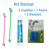 Kit Dental Para Perro, 2 Cepillos + 1 Pasta + 2 Dedales