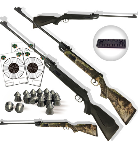 Rifle Resortero Snowp. Potenciado Mira Blancos Y Balines