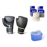 Combo Boxeo Guantes Kickboxing Mma + Vendas 5cm X Par+ Bucal