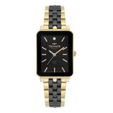 Relógio Analógico Feminino Quadrado Ceramic Dourado Technos