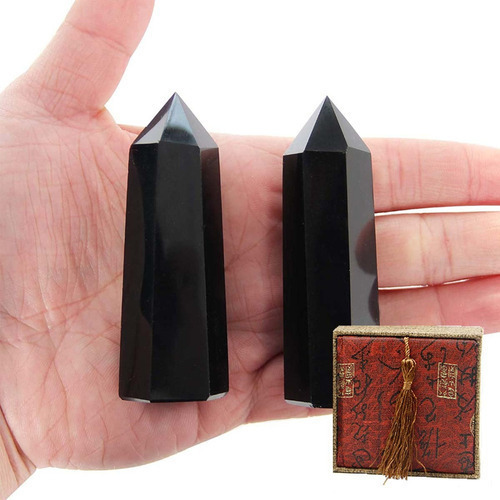 1 X 2 Piezas Varita De Cristal Obsidiana Piedras Curativas