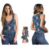 Hermoso Body Juvenil Con Estampado Floral De Moda Para Mujer