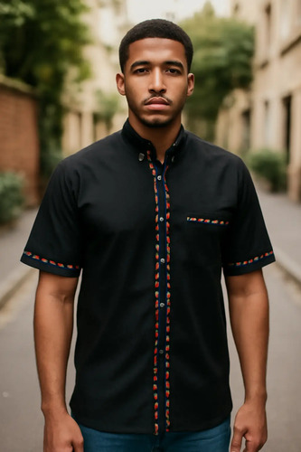 Camisa Guayabera Artesanal Manta Hombre Manga Corta