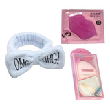 Set Limpieza Vincha + Mascarilla Labios + Borla Puff Esponja