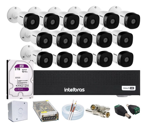 Kit 16 Cameras Intelbras, Dvr Mhdx 1016 16ch , Hd 2tb Purple