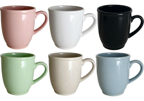 Pack X4un Taza Mug Cacao Ceramica C/ Mango 370ml Pastel