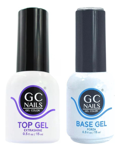 Base Y Top Coat Gc Nails Para Uñas 15 Ml C/u + Regalo