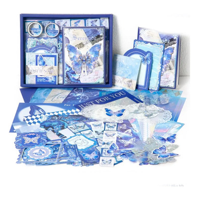 Vintage Journal Scrapbook Libreta Y Pegatina Tape Regalo Kit Mariposas