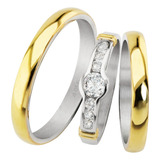 Combo Alianzas Plata 925 Y Oro 18k Casamiento Cintillo Boda