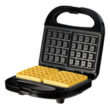 Waflera Eletrica Doble Plancha Antiadherente Waffle Timco Color Negro