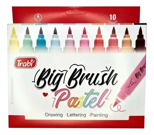 Fibron Punta Pincel X 10 Pastel Trabi Marcador Big Brush