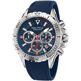 Nautica Mens Nst Chrono Reloj Con Correa De Silicona Azul (m