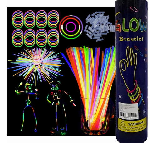 100 Pulseras Neón Fosforescente Glow Stick Fiestas Eventos