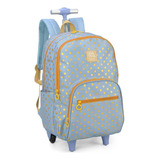 Mochila Rodas Escolar Infantil Up4you Luxcel Mc47062up Poá Cor Azul Desenho Do Tecido Bolinhas