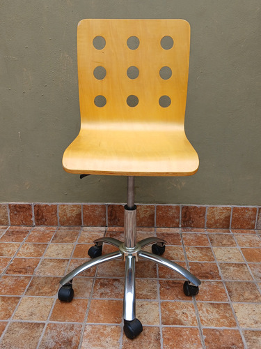 Silla De Escritorio Neumatica Con Ruedas Diseño Madera