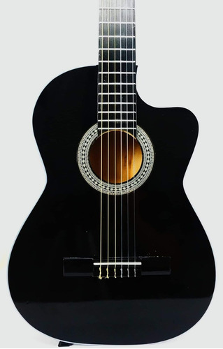 Guitarra Clasica Curva Nueva Negro Brillante Artesanal 