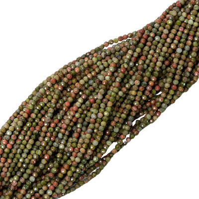 Fio De Pedra Natural Unakita Facetada 2mm Aprox 160 Contas | Parcelamento sem juros