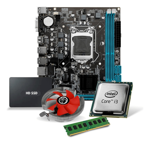 Kit I3 6100 Intel+ Placa Mãe H110 +16gb Mem+cooler+ssd 240
