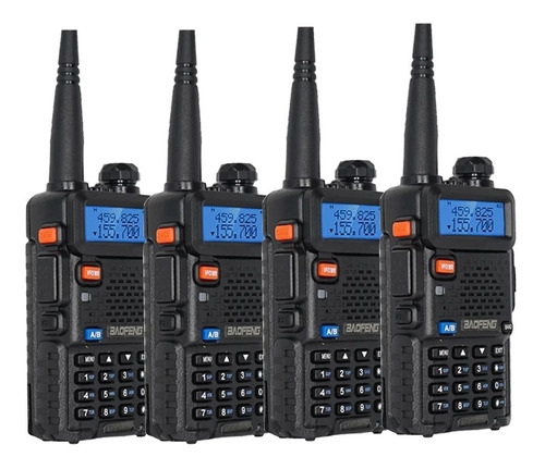 Kit 4 Rádio Comunicador Ht Dual Band Airsoft Uv-5r Fm Fone