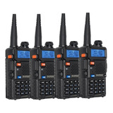 Kit 4 Rádio Comunicador Ht Dual Band Airsoft Uv-5r Fm Fone