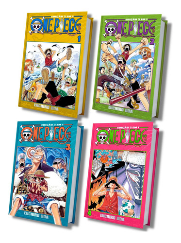 One Piece 3 Em 1 Mangá Vol. 1 Ao 4 - Kit Nova Coleção Panini - Equivale A 1° Temporada Da Serie Live Action Da Netflix