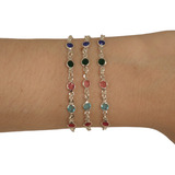 Pulsera Con Cubics De Colores. Plata 925. (tres Unidades)