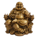 Feng Shui Buda Chino Riendo Sentado En Silla De Dragón Escul
