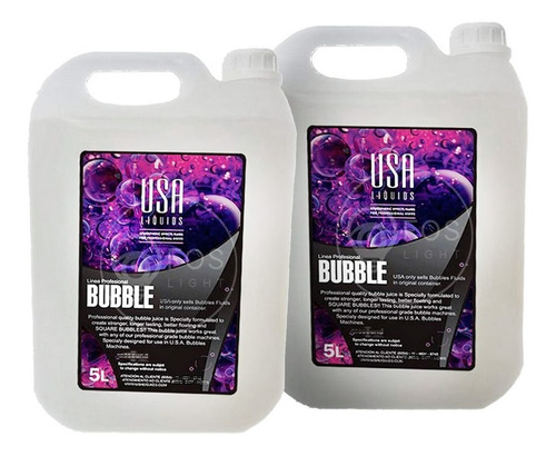 Kit 2 Liquido Fluido Para Maquinas De Bolhas 5 L Usa Bubble 