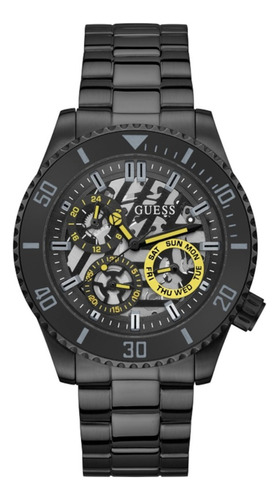 Reloj Guess Para Hombre Casual Elegante Relojes Caballero Color De La Correa Negro/amarillo