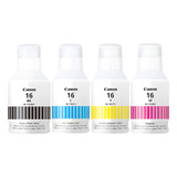 Pack X 4 Botellas De Tinta Canon Gi-16 Maxify Gx6010 Gx7010