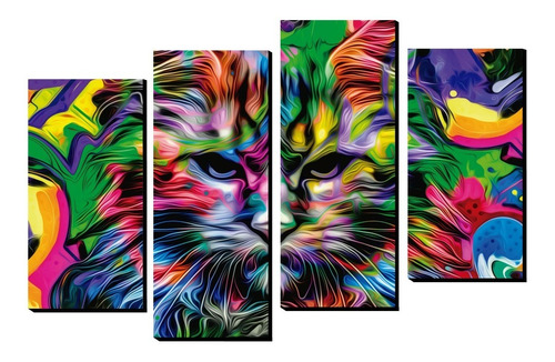 Cuadro Decorativo Gato Artistico Multicolor