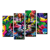 Cuadro Decorativo Gato Artistico Multicolor