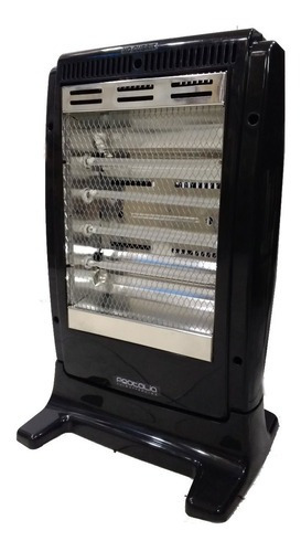 Estufa Electrica Halogena Turbo Forzador 4 Velas 800/1600w. Color Negro