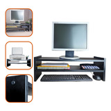 Base Monitor Suporte Elevado Impressora 20x60x20cm Mdf Preto