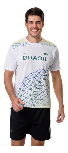 Camiseta Elite Brasil Letter Masculino - Branco E Verde