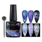 U-shinein Glitter Crystal Cat Eye Nail Polish, Ice-snow Blu.