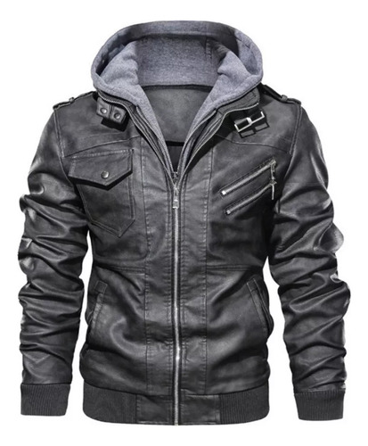 Chaqueta De Cuero Para Hombre, Chaqueta De Poliuretano Con C