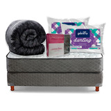 Combo Sommier Piero Spring + Sabanas Acolchado Y Almohadas