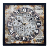 Reloj Cuadro Decorativo De Pared Con Engranes En Movimiento