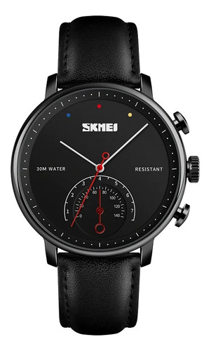 Reloj Skmei 1399 Hombre Cuero Elegante Sumergible Negro